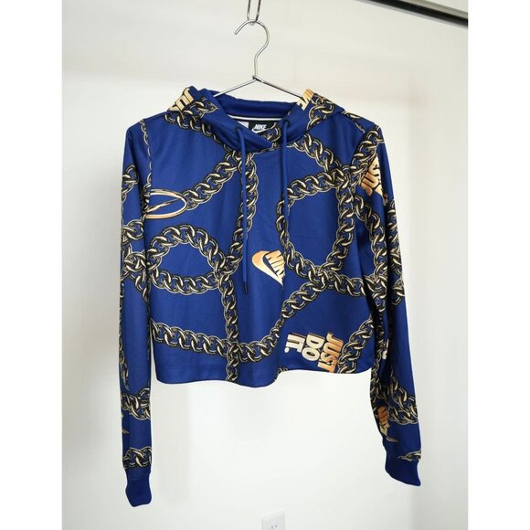 Nike Sportswear Icon Clash Crop Top Hoodie Royal Blue Small Women's NWT - Picture 1 of 6